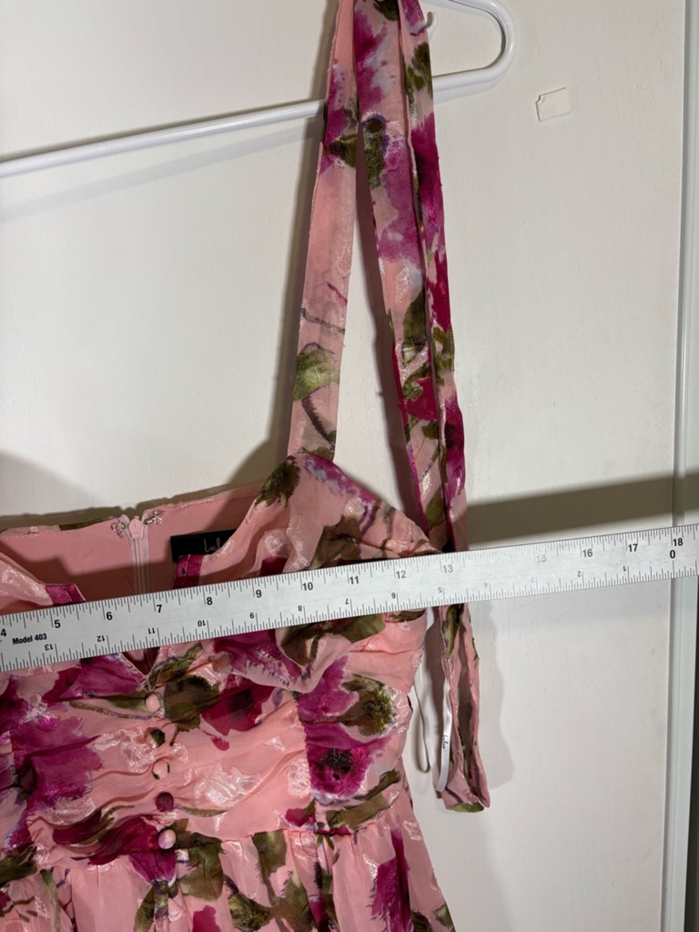 Lulus Lush Loveliness Pink Floral Jacquard Tie-Strap Midi‎ Dress Size S NWT - Picture 7 of 8